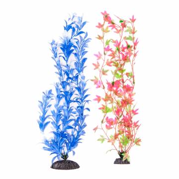 AQUATOP PD-BH65 15 Inch 2-Pack Multi-colored Green with Pink and Blue with White Plant Decor